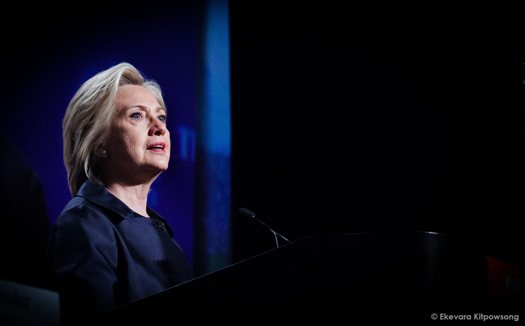 Democratic presidential candidate Hillary Clinton speaks at the U.S. Conference of Mayors in San Francisco on Saturday, June 20, 2015. (Photo by Ekevara Kitpowsong / The Guardsman) 
