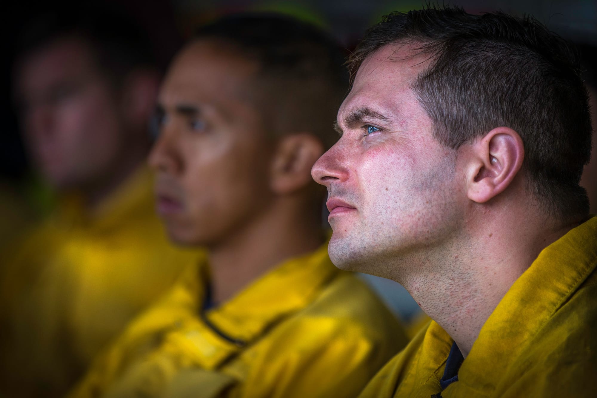 City College’s Fire Fighter One Academy’s Class 15 fire cadet Matthew O’brien watches a training video about the proper use of wildland fire shelters at at South San Francisco Fire Department Station.(Photo by Nathaniel Y. Downes/The Guardsman)