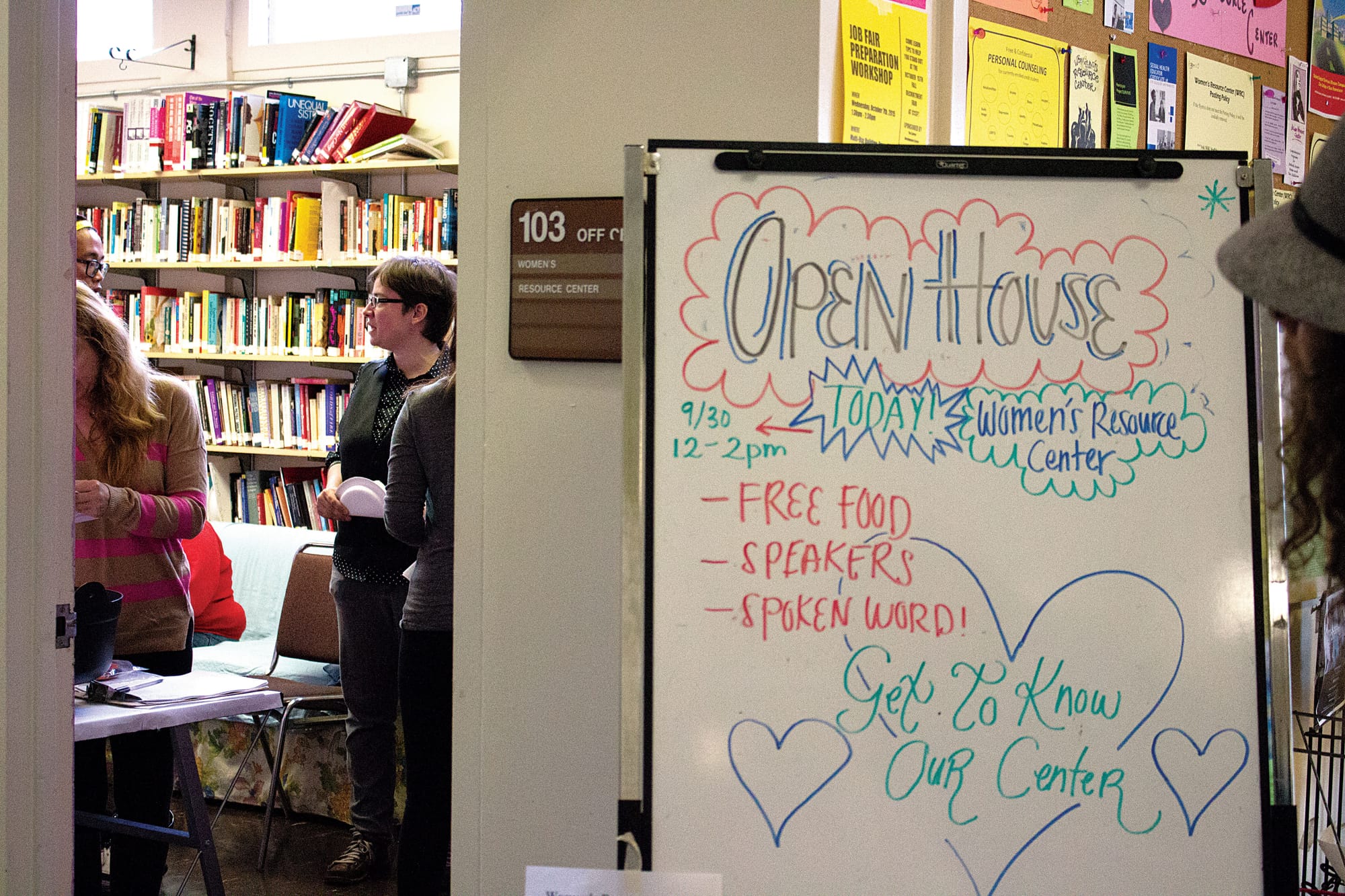 Faculty advisor Lijia Lumsden looks on as the Women’s Resource Center opens their doors for its annual Open House event on Wednesday, Sept. 30. (Photo by Shannon Cole/The Guardsman)