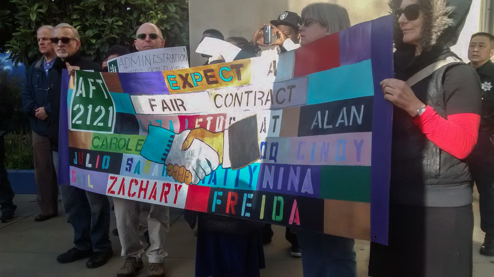 Demonstrators at the teachers walkout at the Ocean campus on January 15, 2016. Photo by Mary Stope. Special to The Guardsman