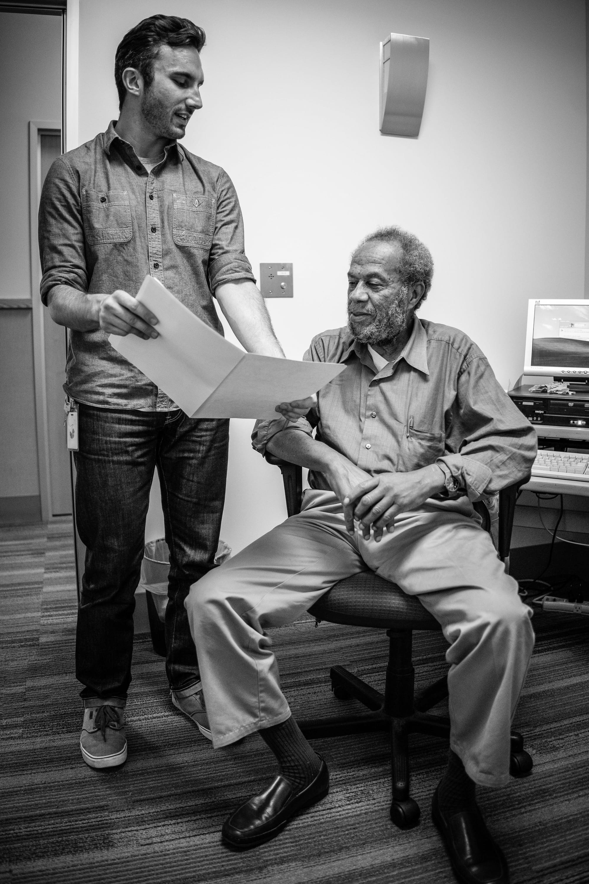 Christopher Brodie and Sam Edwards both work in City College's Health Center. Sam Edwards is a licensed therapist and helps with a variety of group counseling services on campus. March 16, 2016. (Photo By Amanda Aceves/Special to The Guardsman)