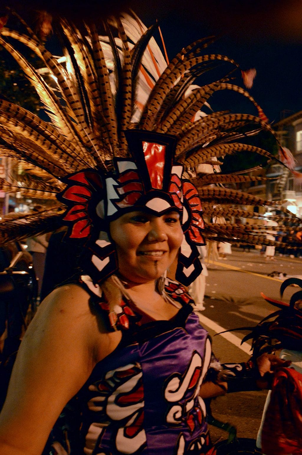 An Aztec dancer just before the celebration of Aztec New Year, dressed head to toe in traditional Aztec wear at City College’s Mission Campus. Mar. 11, 2017 (photo by Isela Vazquez, The Guardsman)   