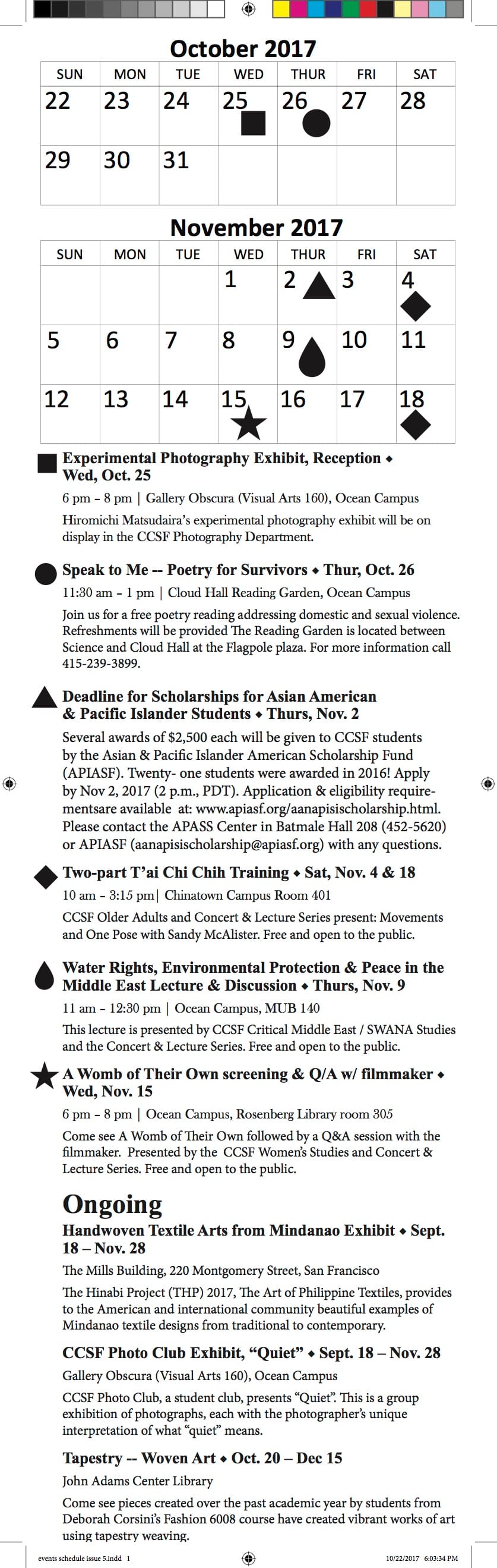 events schedule issue 5