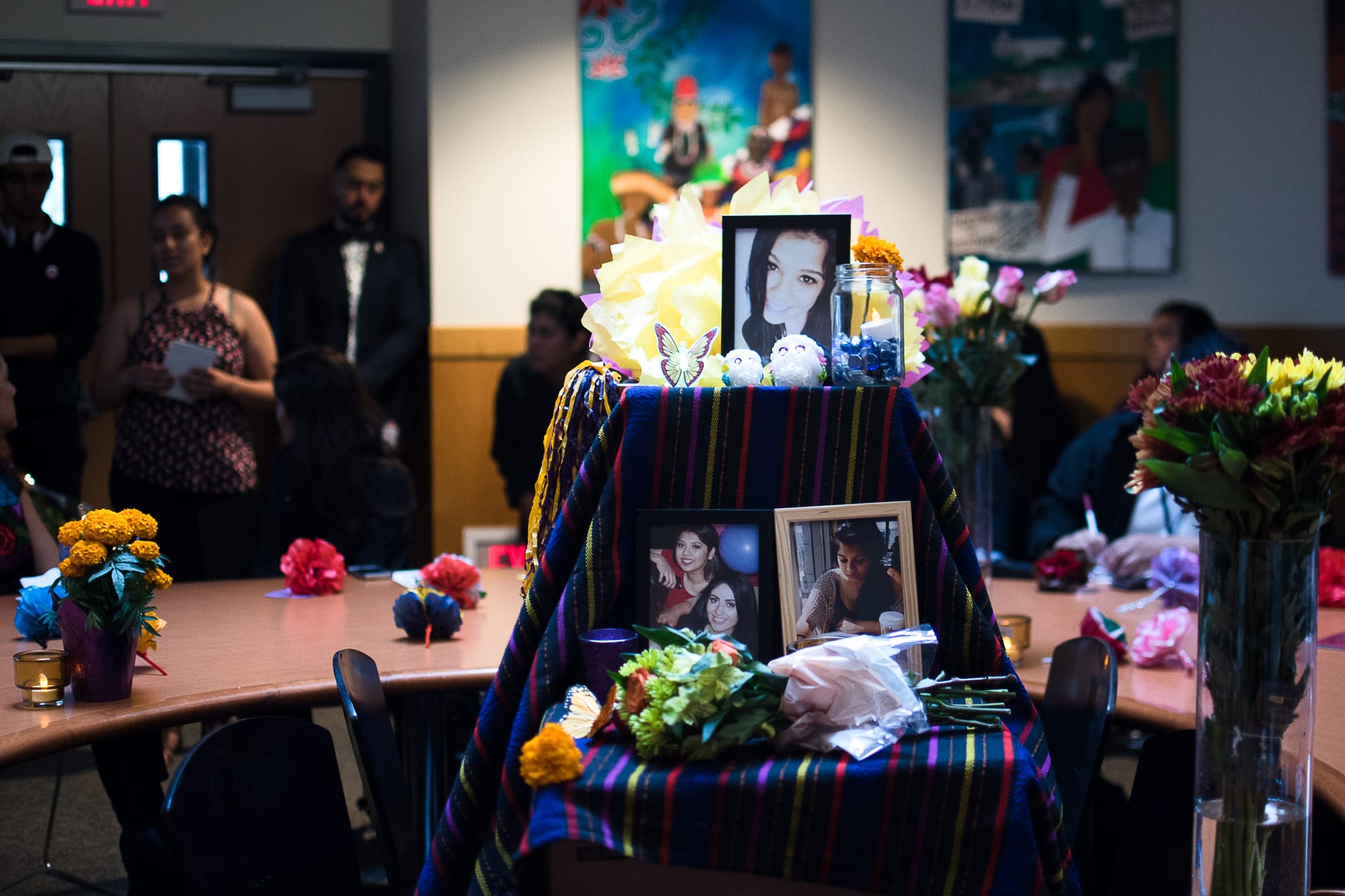 An altar to the recently deceased Gabriela Sanchez, 23 at her memorial service in San Francisco State University on Nov. 3, 2017. (Photo by Otto Pippenger)