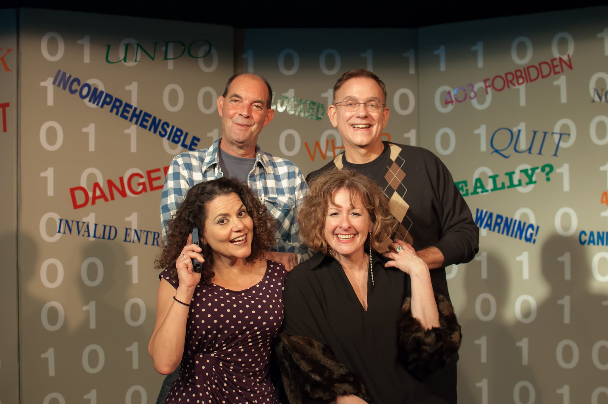 The cast of Megabytes from left to right: Kim Larsen, David Goodwin, Lisa McHenry and Deborah Russo after performing at the Shelton Theater last Saturday January 27, 2018. Photo by Janeth R. Sanchez/The Guardsman.