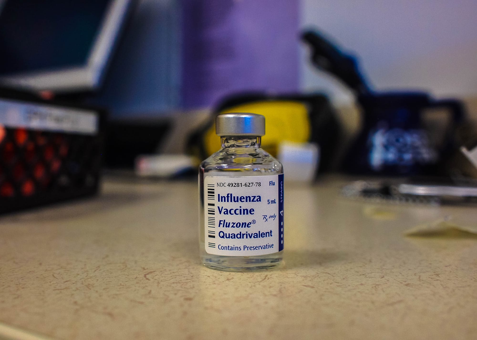 Jan. 24, 2018. A bottle of the influenza vaccine made available to Students at Health Services on the Ocean Campus. Photo by Cameron Ehring/The Guardsman