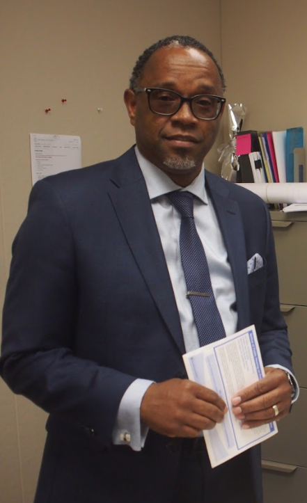 Dr. Rueben Smith, interim vice chancellor of facilities, planning, and construction, in his office on March 5, 2018. Photo by Cameron Ehring/The Guardsman. 