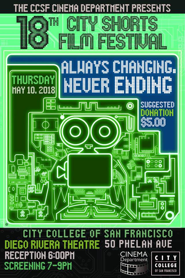 Facebook flyer for San Francisco City College City Shorts Student Film Festival.