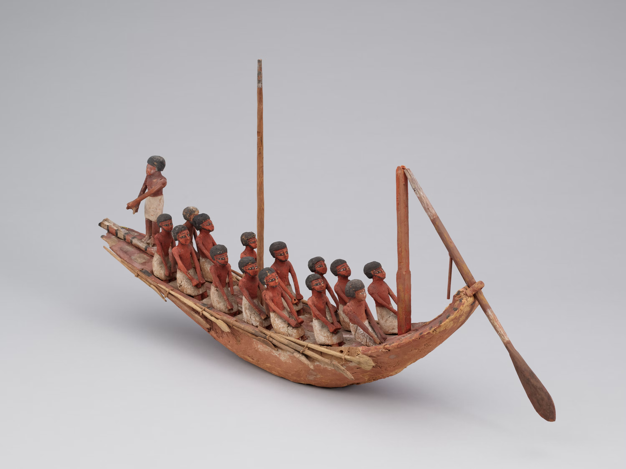 Unknown Artisan, "Model of a River Boat," Middle Kingdom, mid-Dynasty 12, about 1875 BCE, Meir, Egypt, wood and pigment, now at the Art Institute, Chicago, IL (CC BY-NC 4.0).