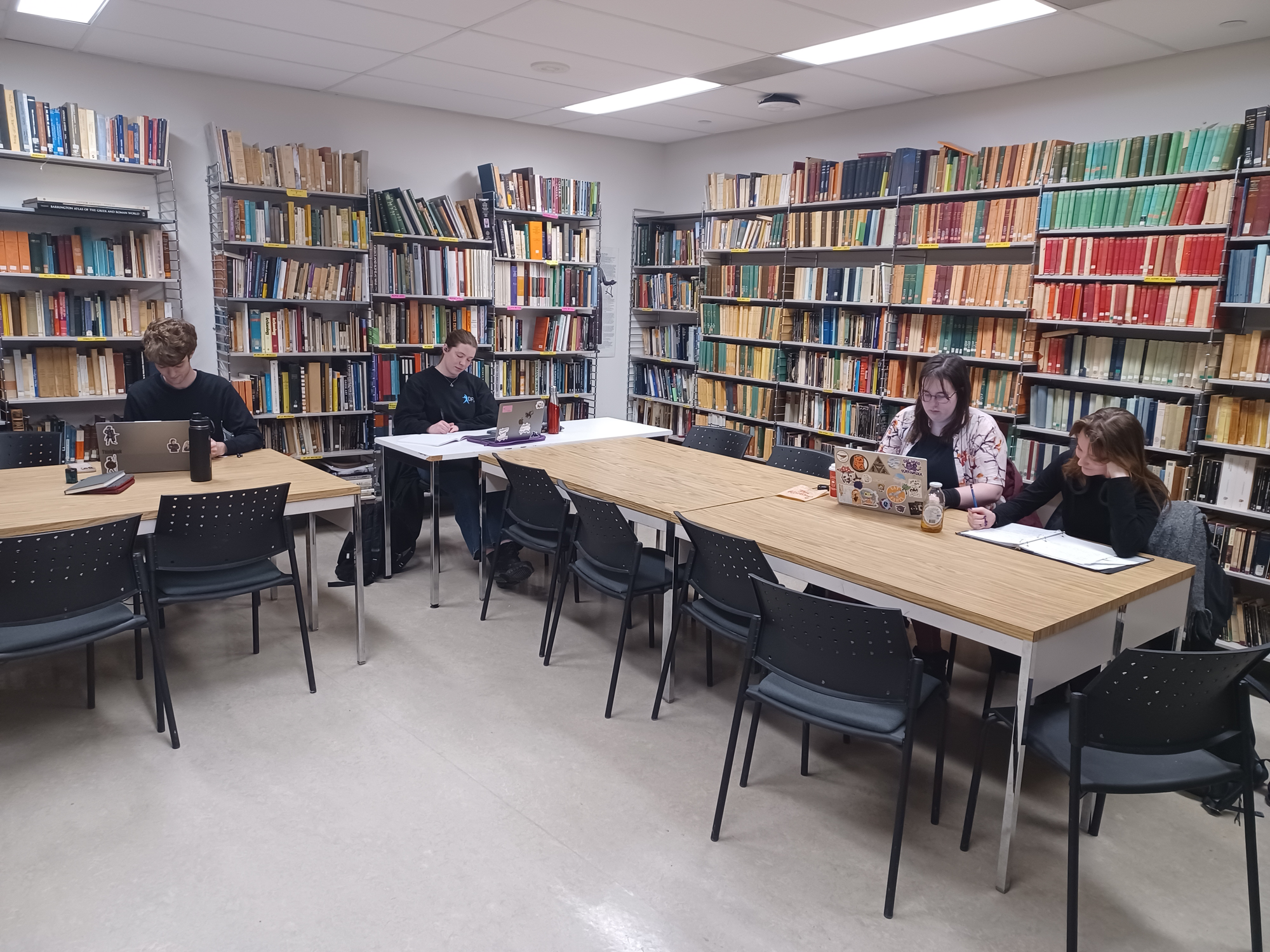 Students at work in the reading room of Greek and Roman studies at the University of Ottawa