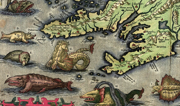Andreas Velleius as used by Abraham Ortelius, "Islandia (Iceland)," Theatrum orbis terrarum (1592), 1:1,700,000, Biblioteka Narodowa, Warsaw, Poland (Public Domain). 