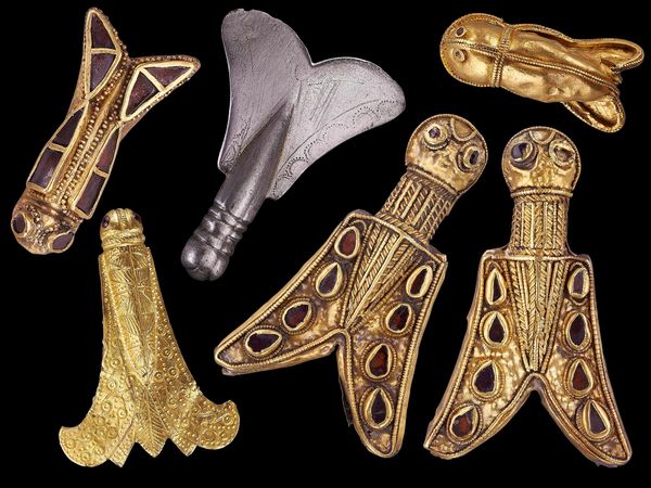 Unknown Artisan, "Hunnic Style Cikáda (Cicada) Fibulae," 400-450 CE, Györköny, Hungary, now in the Hungarian National Museum, Józsefváros, Budapest, Hungary (Image via the Magyar Nemzeti Múze