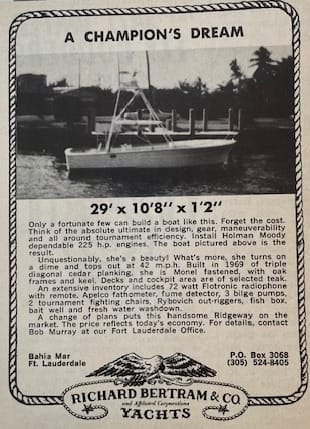 richard dick bertram sells ridgway yachts advertisement classic boats