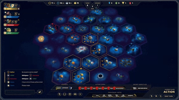A gif showing the game board for Twilight Imperium Digital