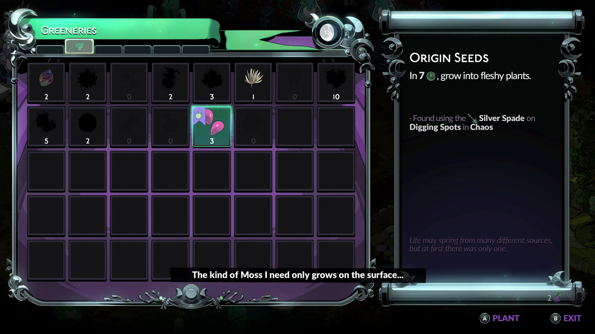 Melinoë plants some Origin Seeds in Hades 2