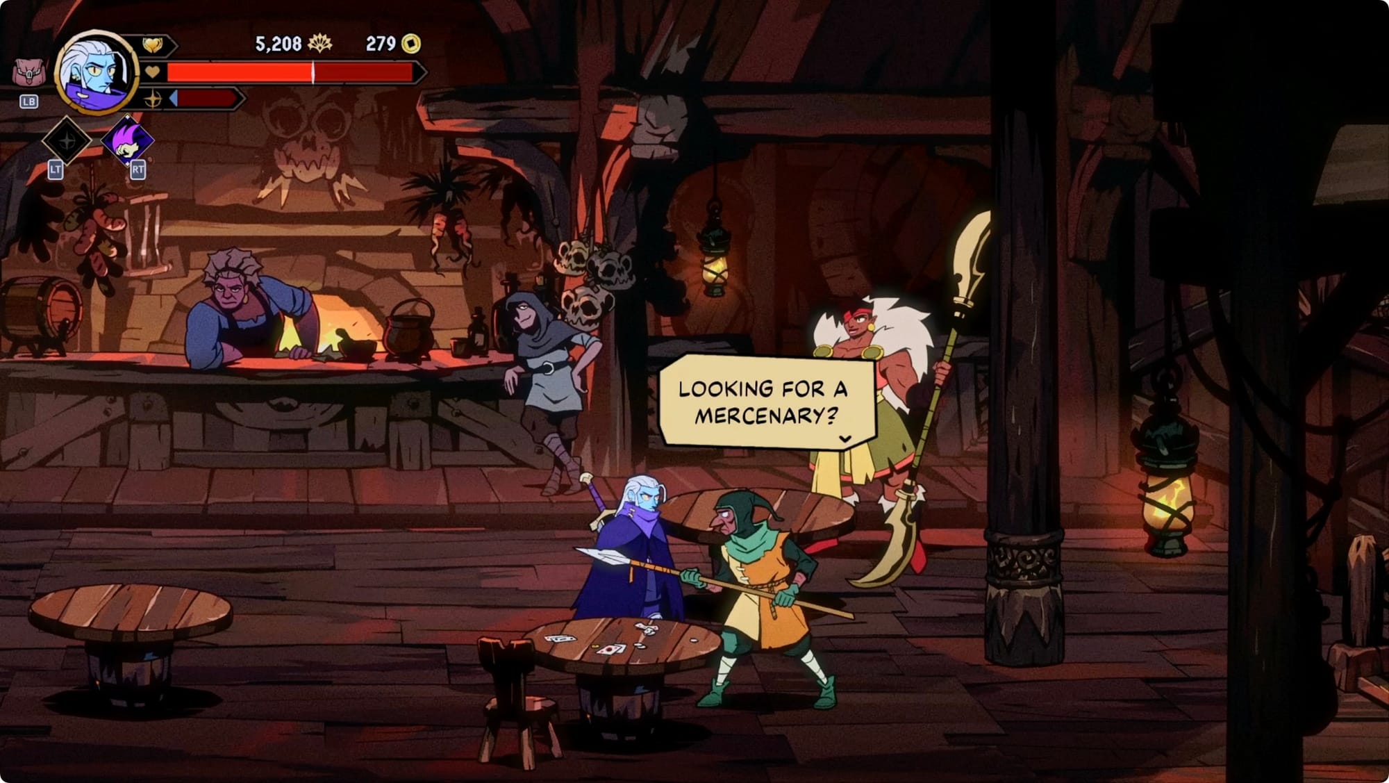 Hiring a mercenary in Absolum