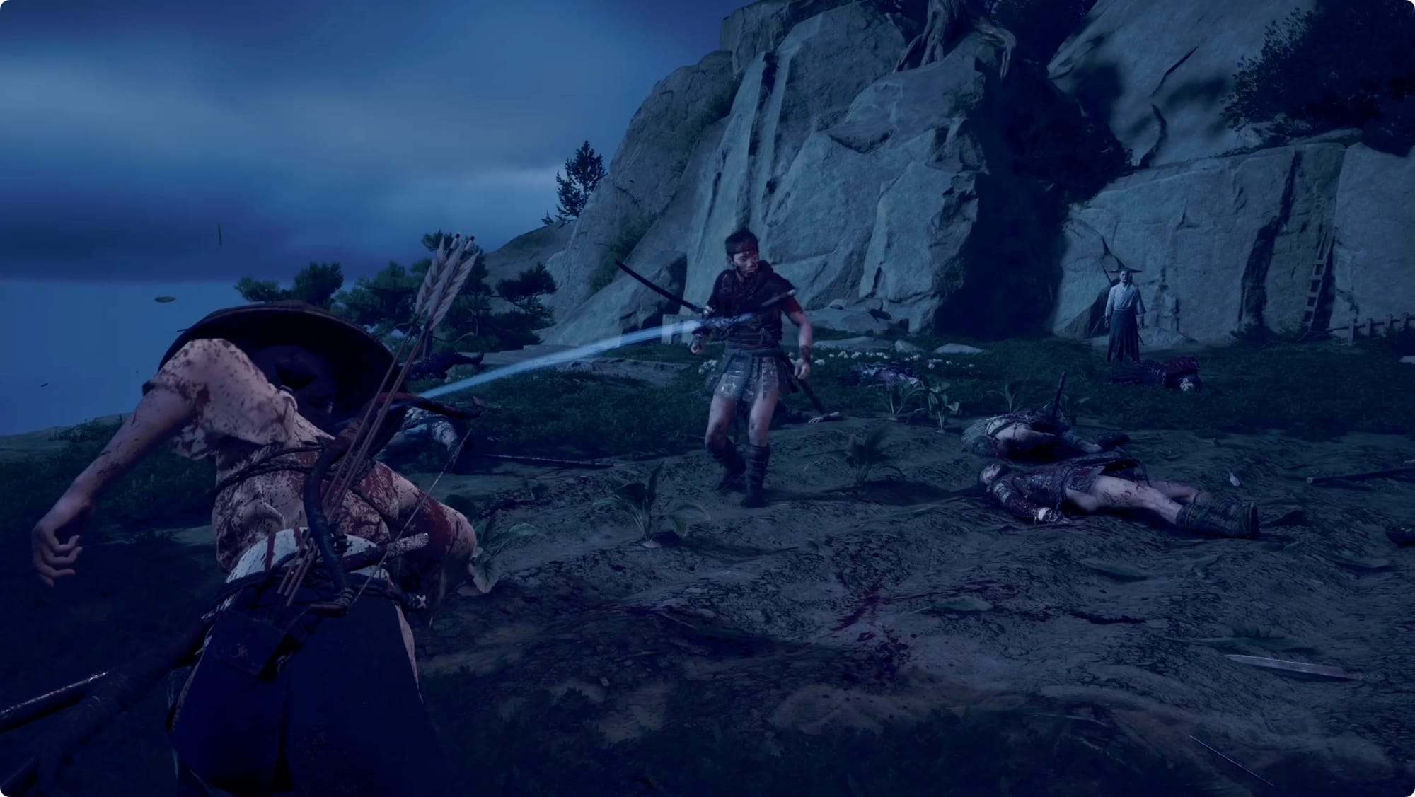 Atsu throwing a weapon