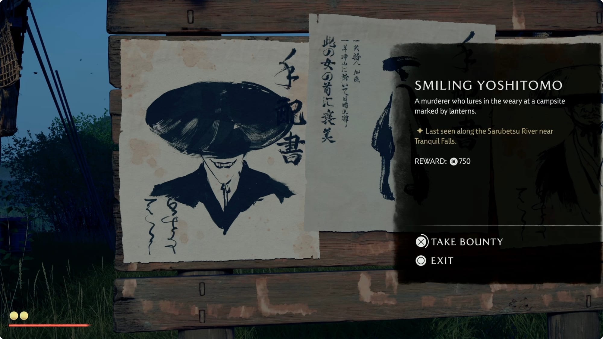 Ghost of Yotei bounty board