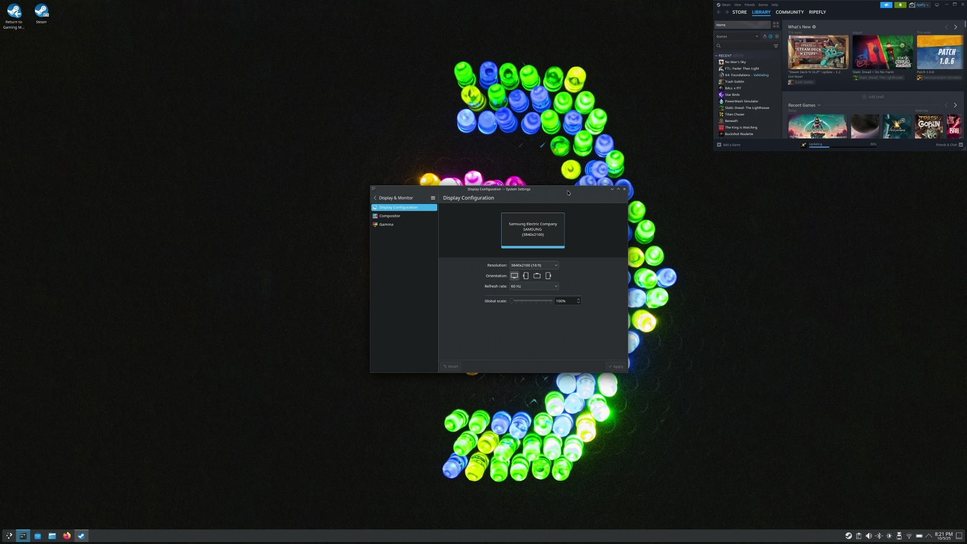 The SteamOS desktop at a ridiculously high resolution