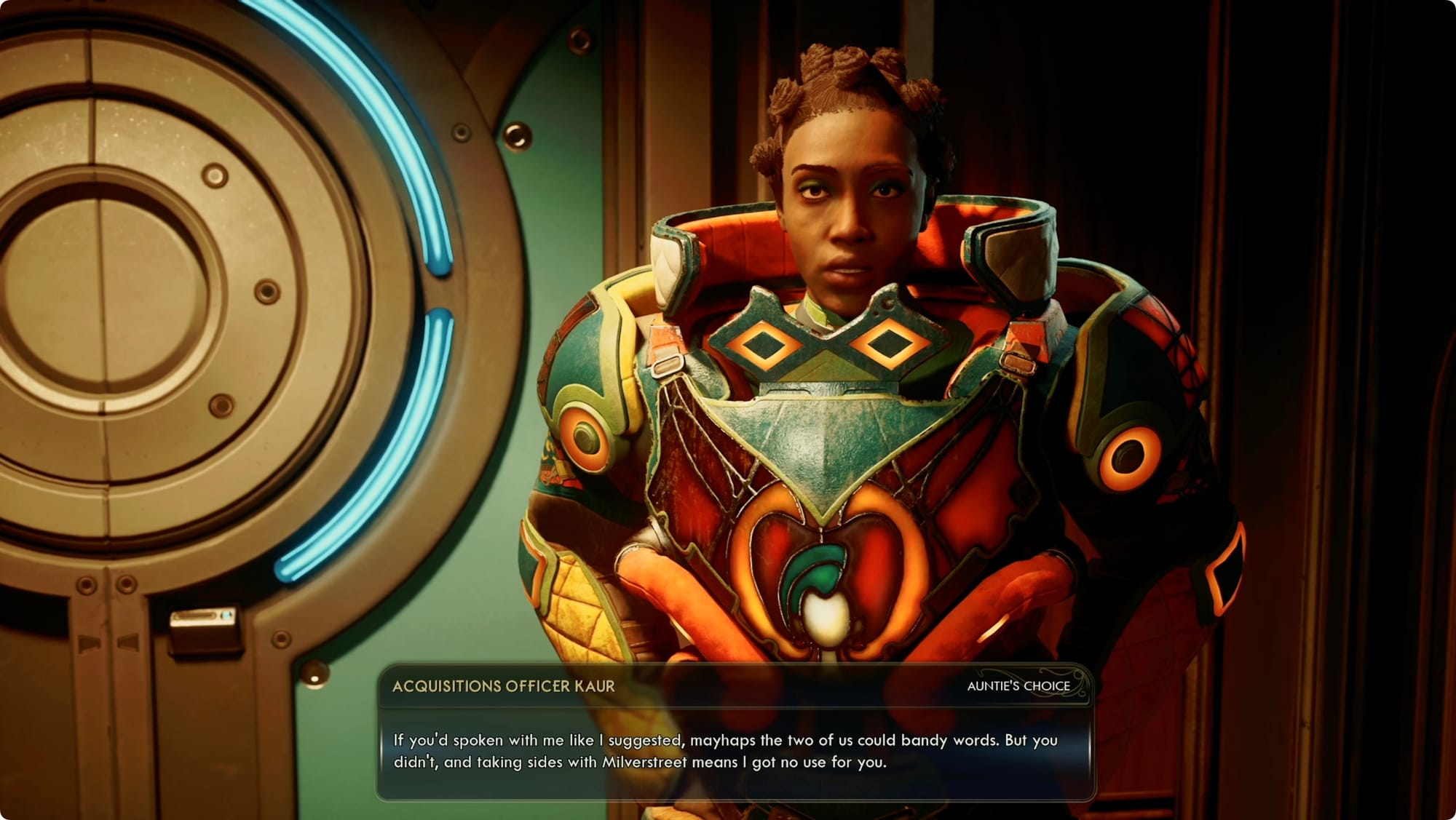 Outer Worlds 2's Kaur after I accidentally sided with her enemy