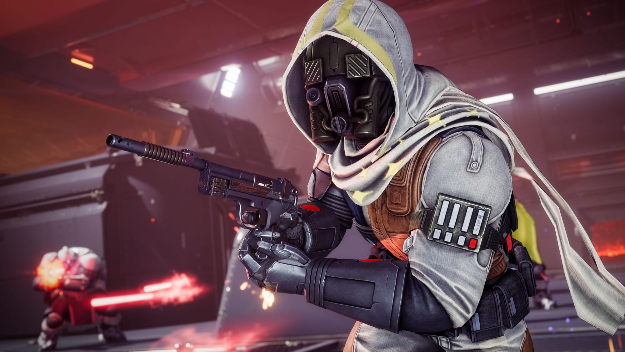 A Hunter rolls around with new Star Wars weapons in Destiny 2: Renegades