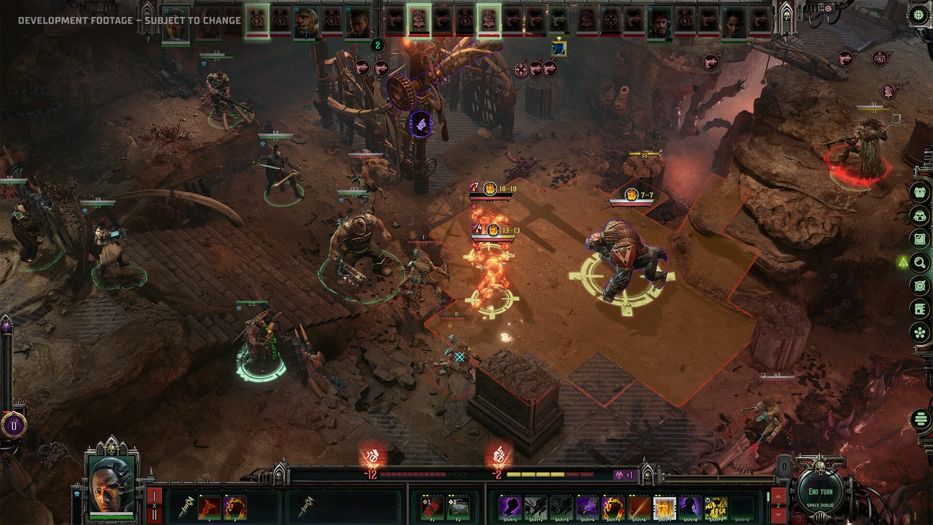A screenshot of top-down tactical battle between an Inquisitor's party and their enemies in Dark Heresy