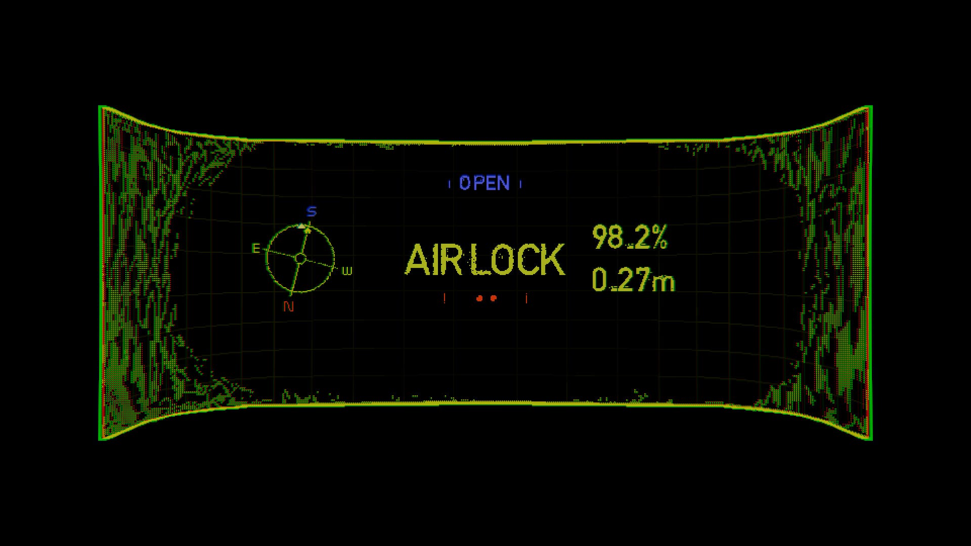 The AI visor in Proximate, which shows the user approaching an Airlock.
