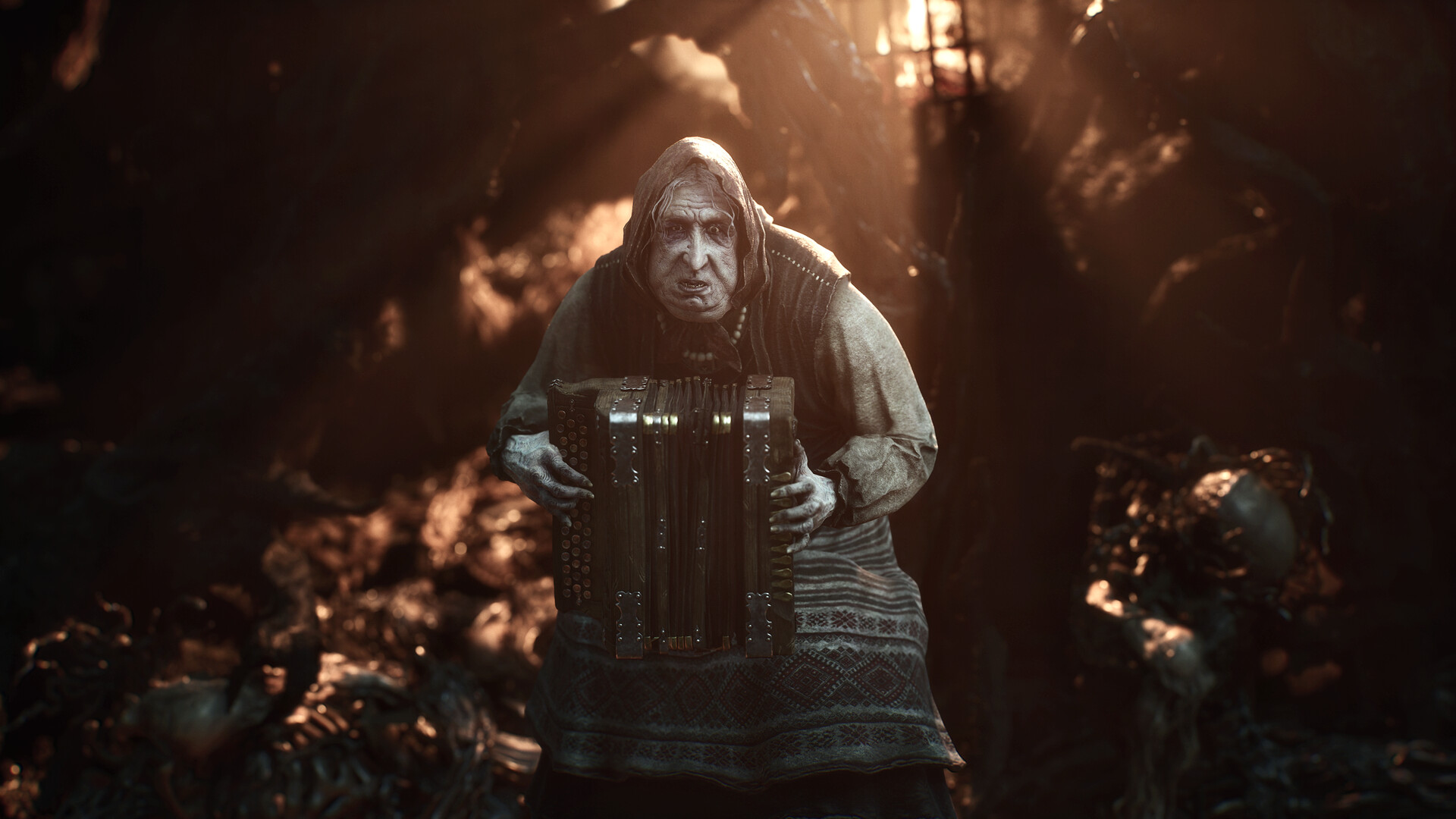 One of the old ladies with accordions