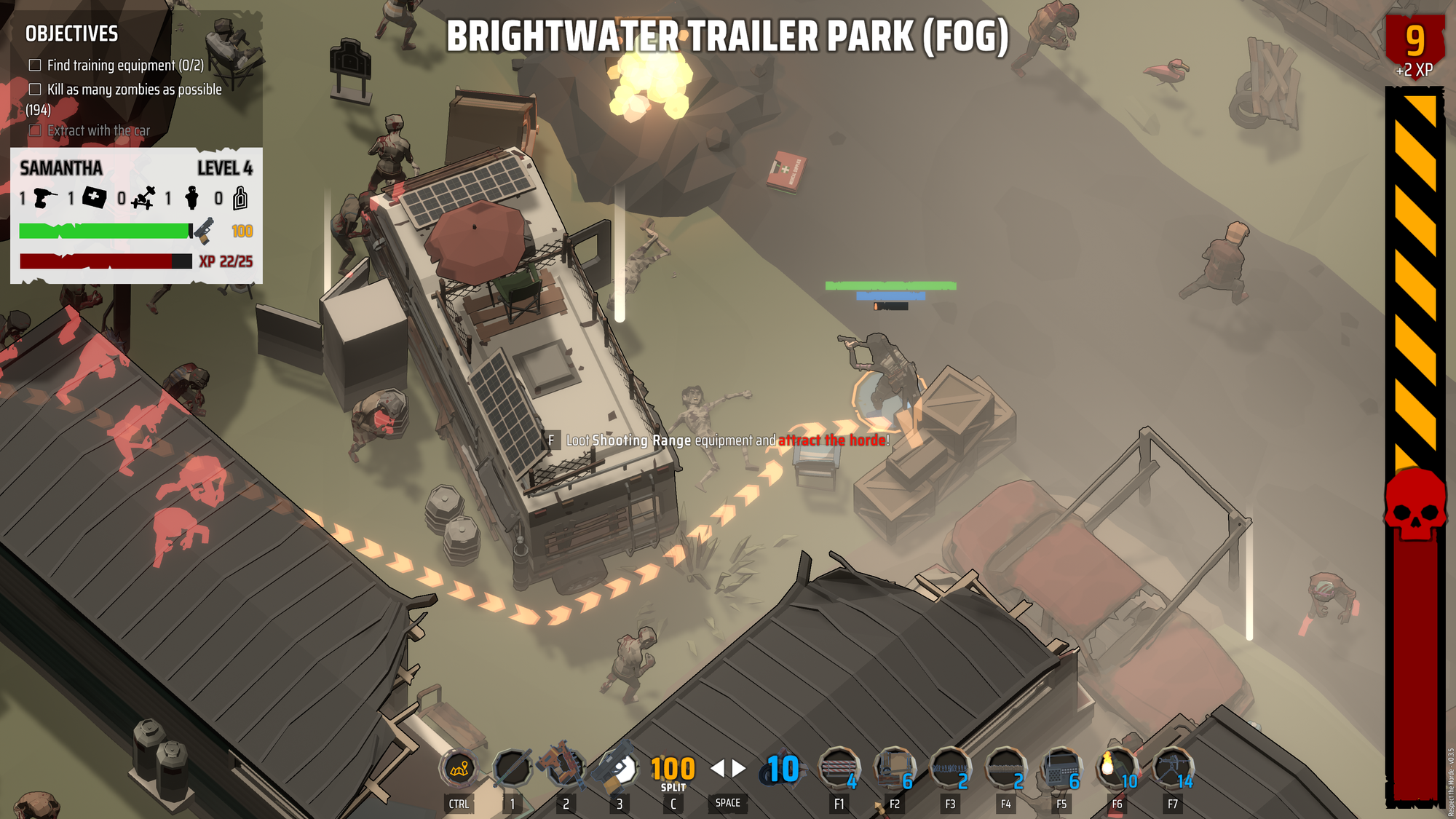 A player prepares to loot crucial equipment, luring the zombie horde through a chokepoint, in a screenshot from Respect the Horde