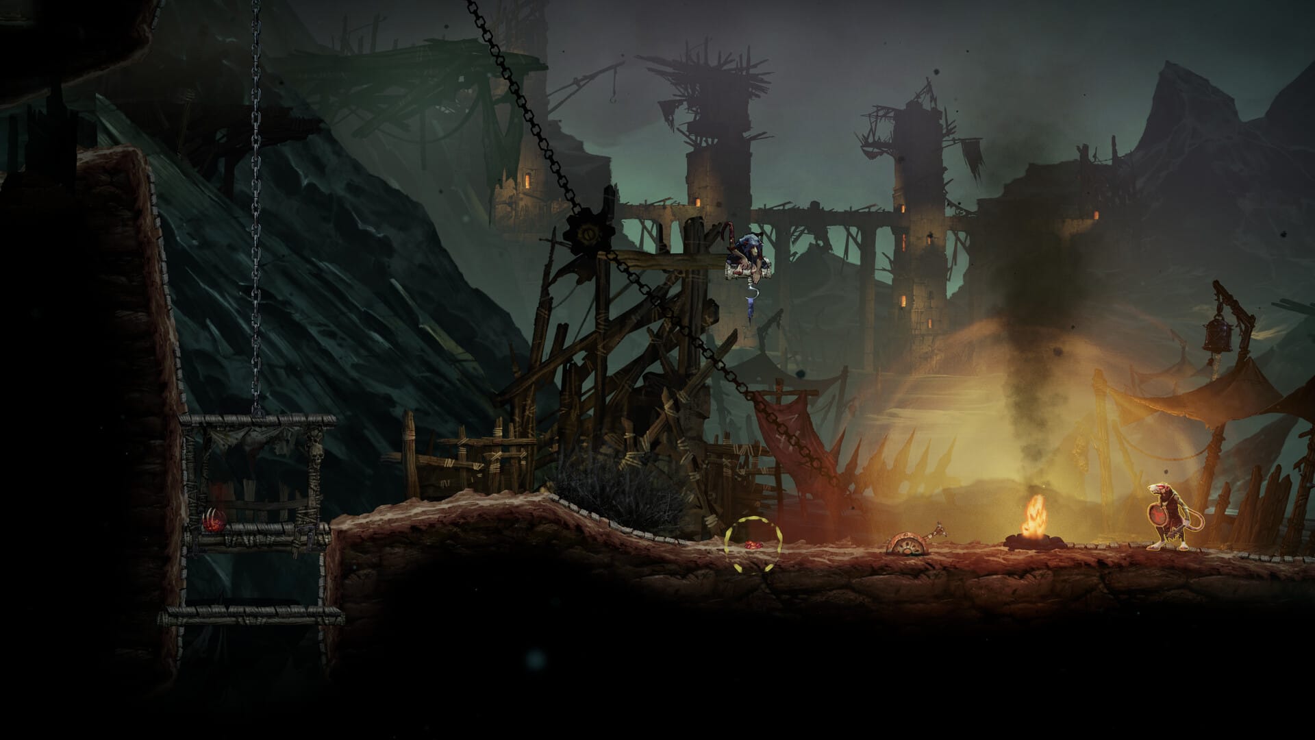 The Skaven assassin in Age of Sigmar: Deathmaster prepares to strike an enemy Skaven standing next to a lit fire.