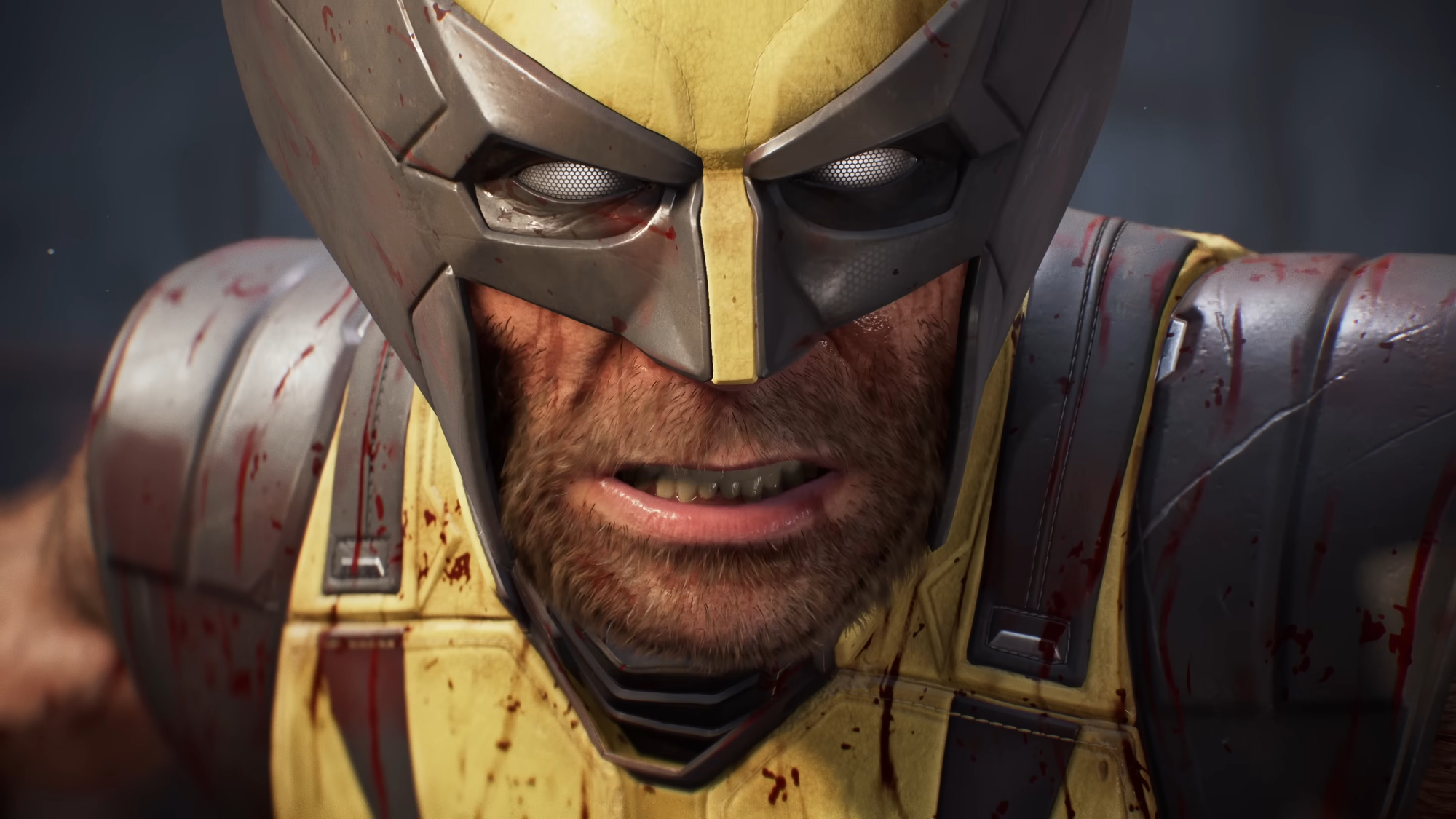 Wolverine stares into the camera in his classic costume