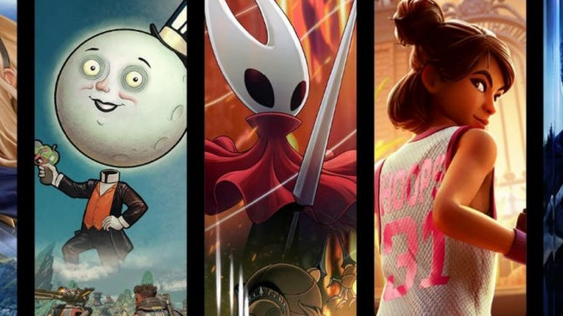 Key art for Outer Worlds 2, Hollow Knight Silksong, Grounded 2, and Call of Duty Black Ops 7