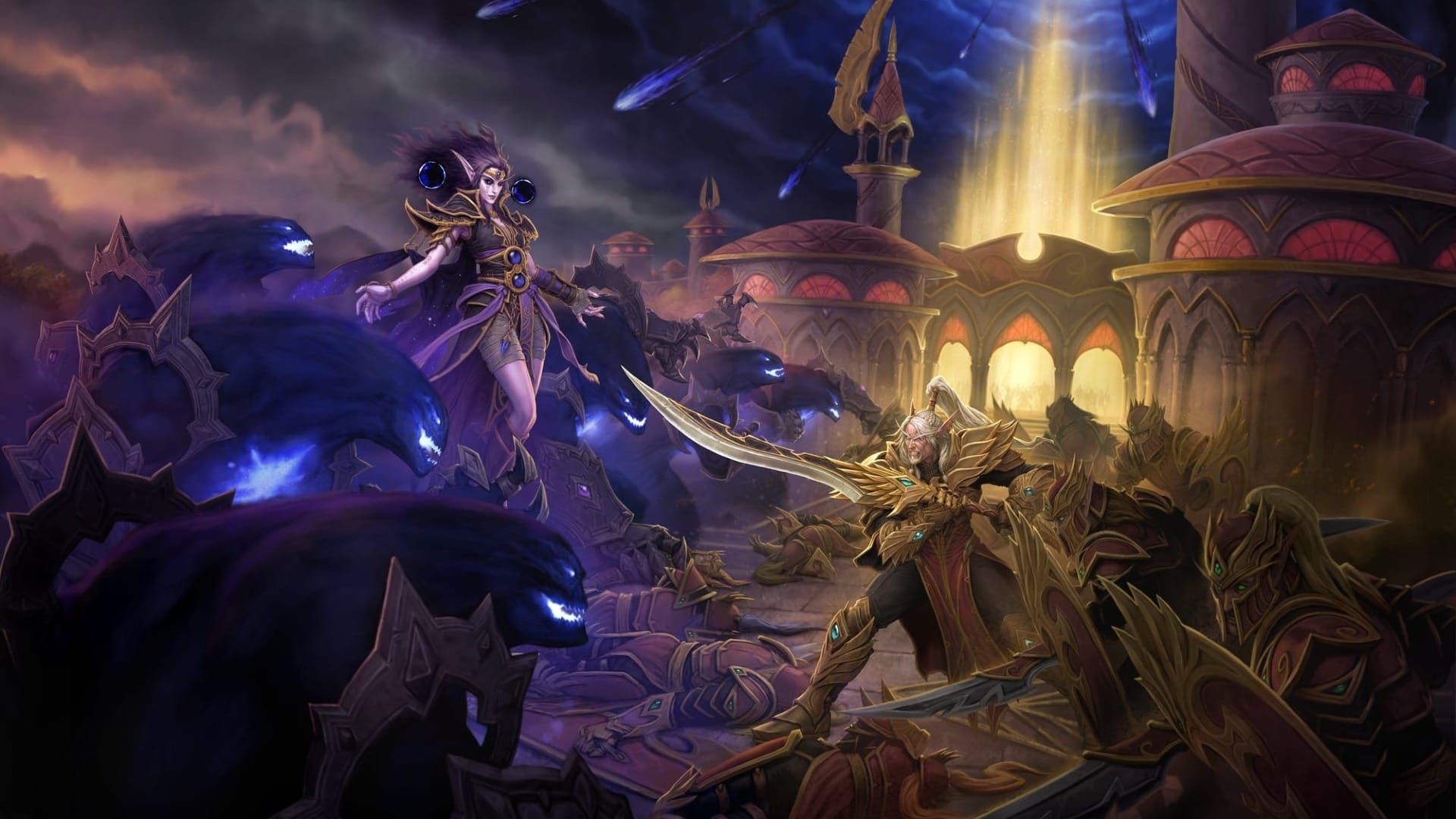 Lor'themar Theron fight off creatures of the Void in Midnight