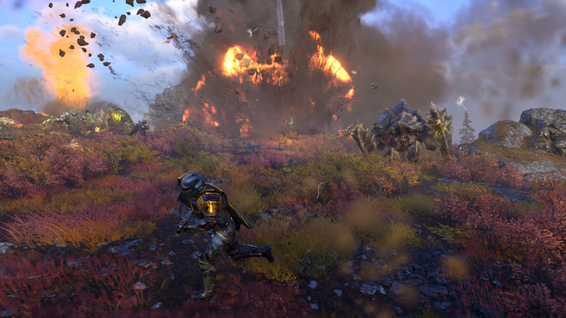 A helldiver fights Terminids on the beautiful world of Brilliance in the latest event from Helldivers 2