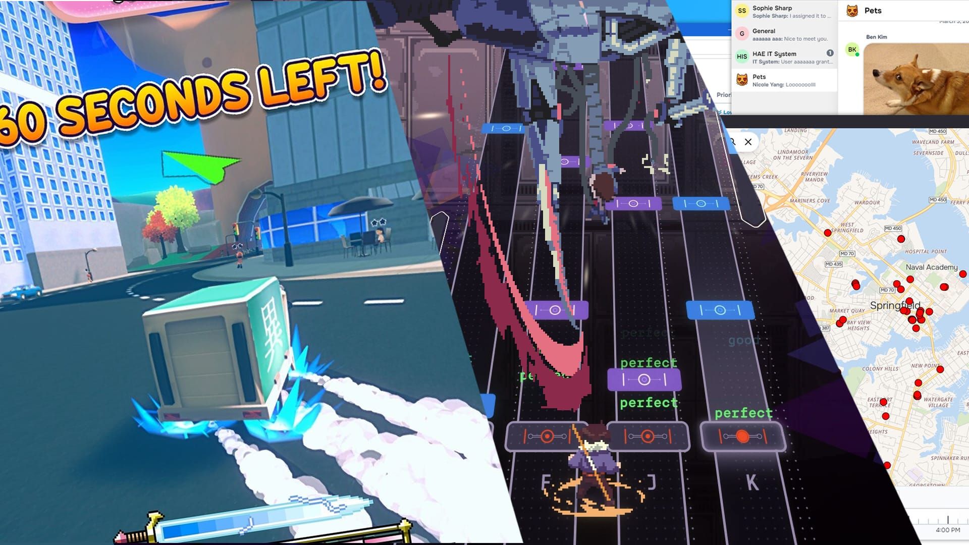Three screenshots from Steam Next Fest, taken from Truck-kun is Supporting Me From Another World?!, Nocturne, and HAE Stack.