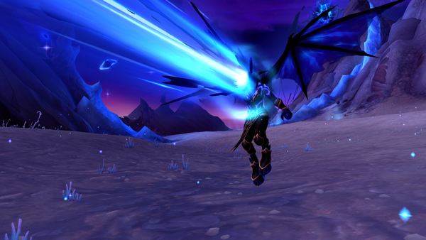 A Demon Hunter shoots a purple eye beam in WoW Midnight