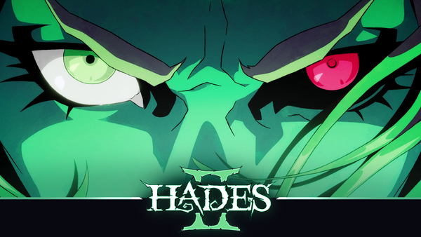 Key art for the 1.0 release of Hades 2 featuring a closeup of Melinoe's eyes