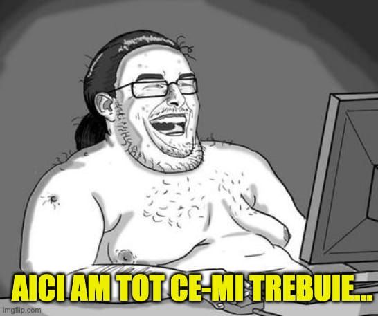 Memă cu un tip care preferă viața online vieții reale