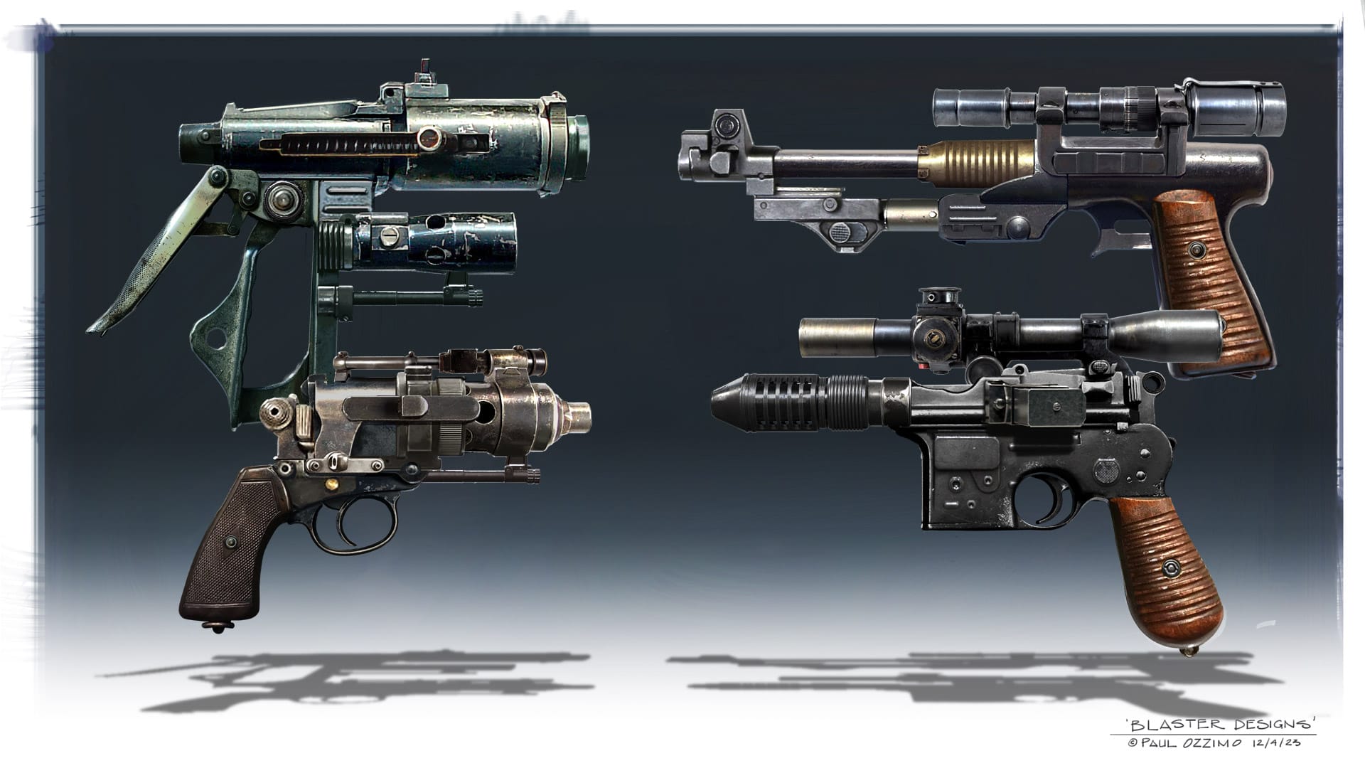 sci-fi blaster designed by Paul Ozzimo using Photoshop