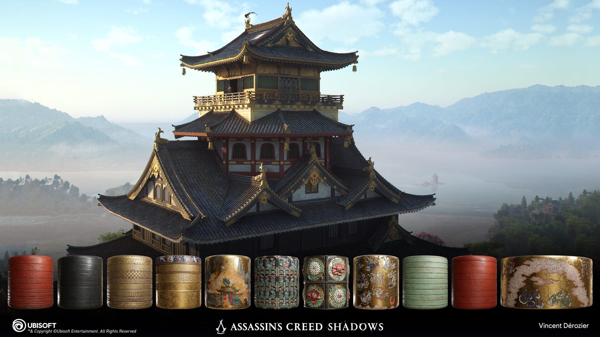 A multi-tiered Japanese castle from Assassin's Creed Shadows