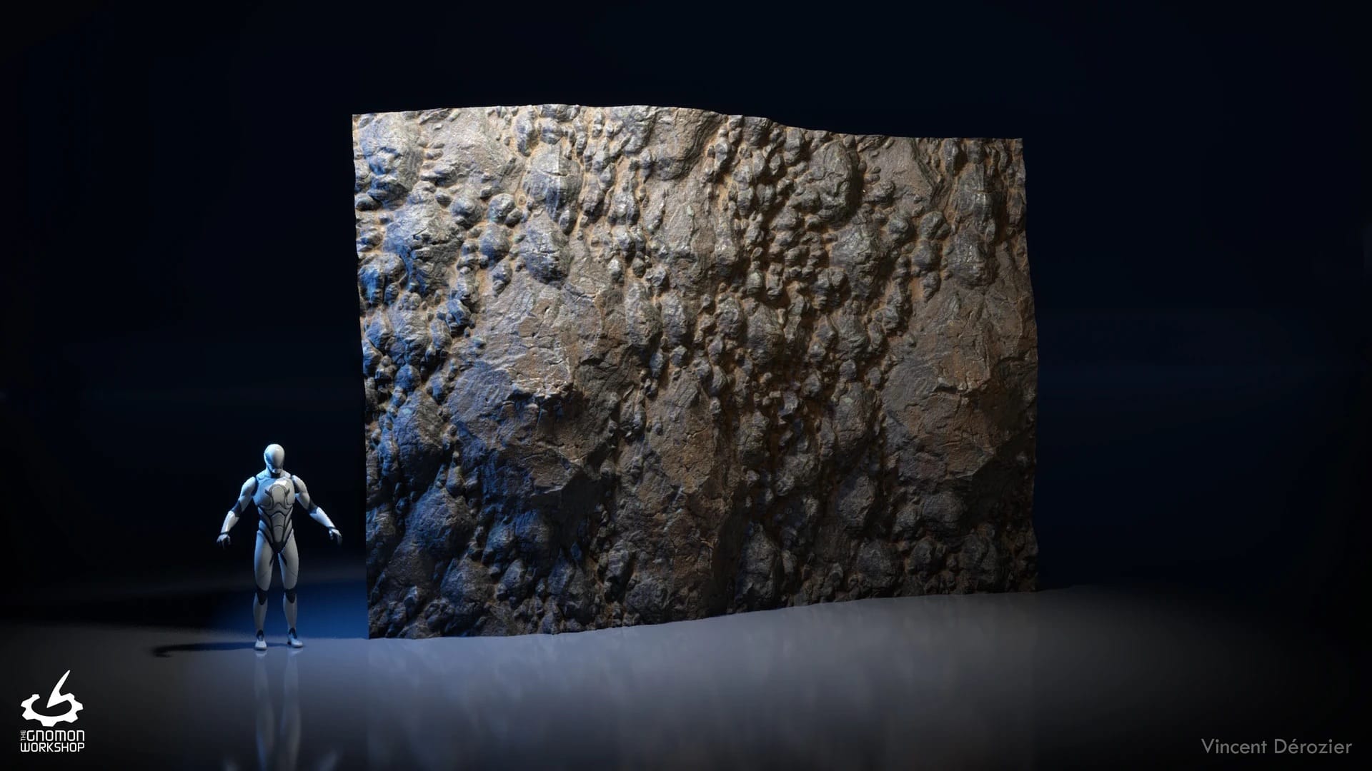 A 3D render of a rock face by Vincent Dérozier