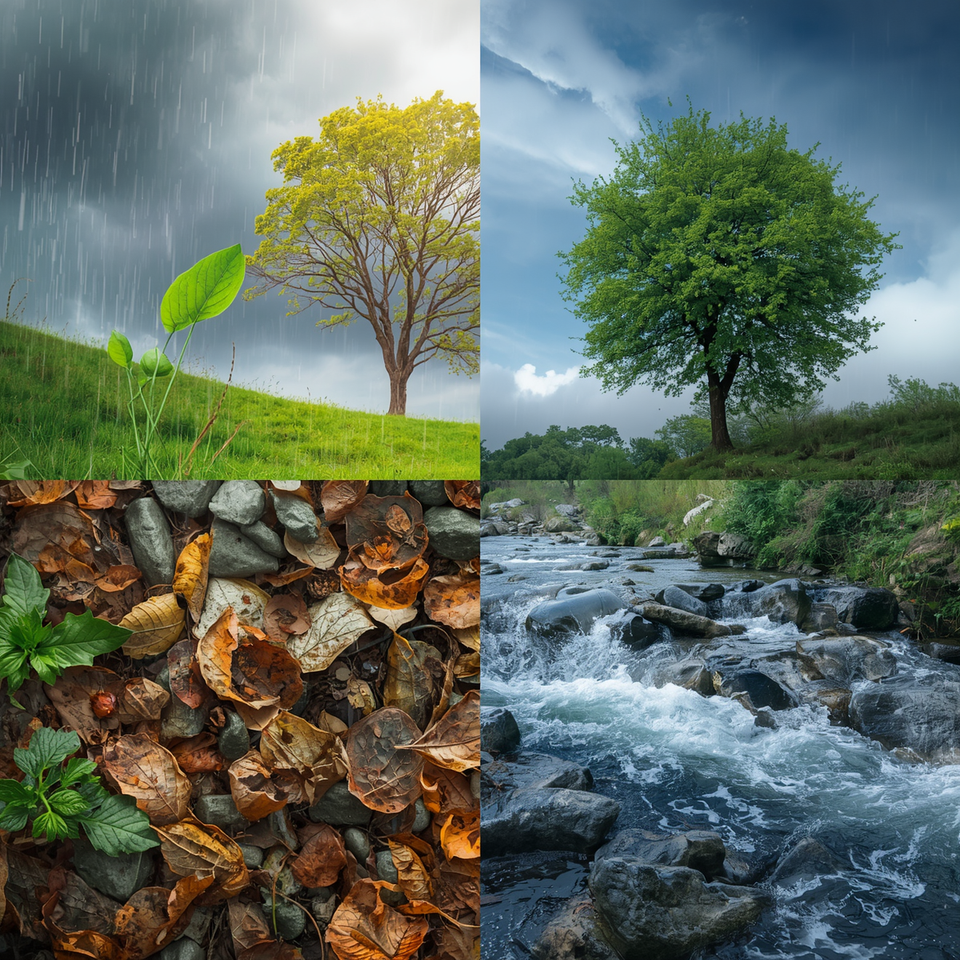 cycles of nature with birth and death and water cycle