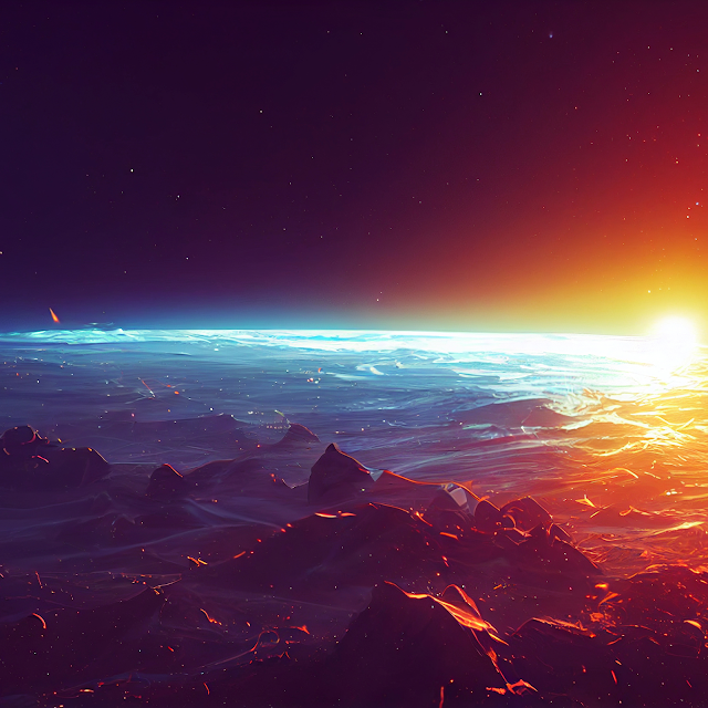 Myterious star rising on the horizon of a distant planet