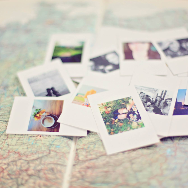 Polaroid photographs capturing memories of bygone days. 