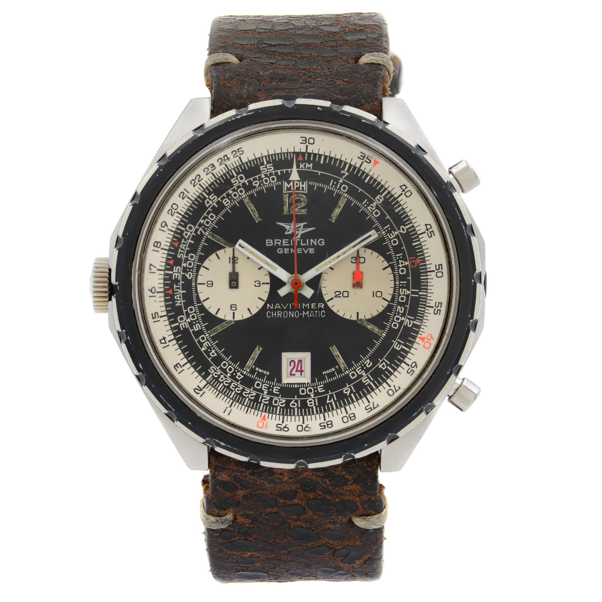 Front Full View Of Breitling 1806 Stainless Steel Watch 