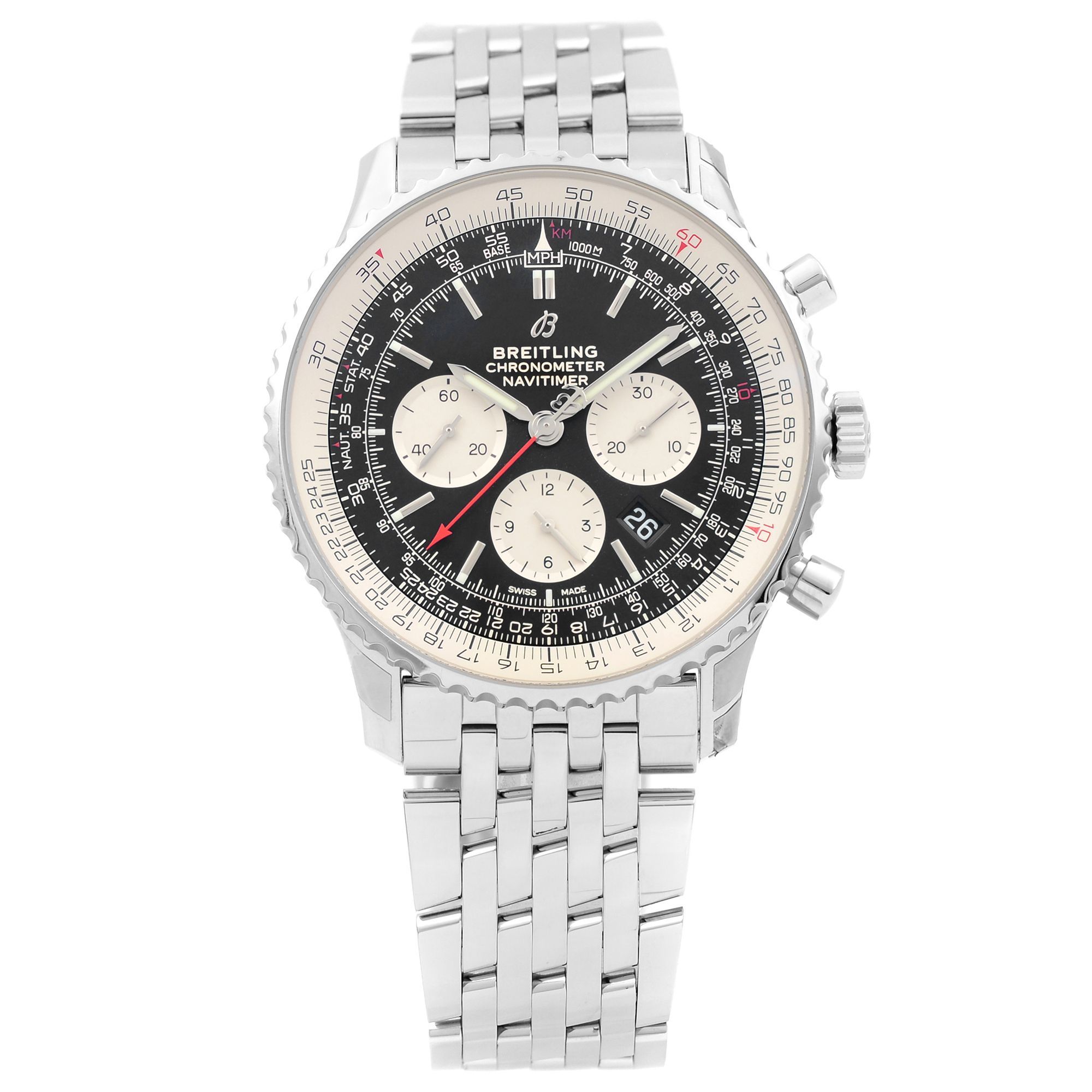 Front Full View Of Breitling AB0127211B1A1 Stainless Steel Watch 
