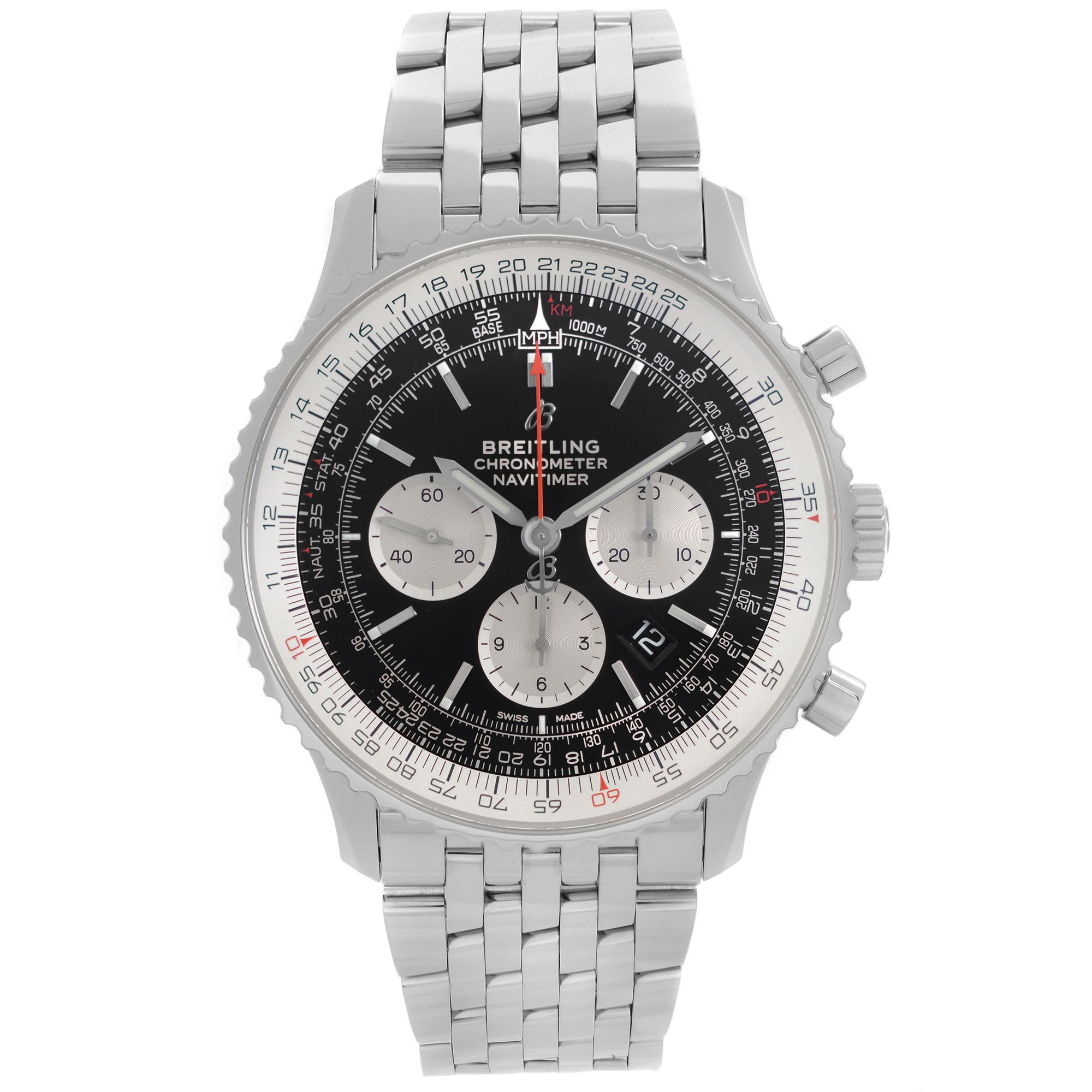 Front Full View Of Breitling AB0127211B1A1 Stainless Steel Watch 