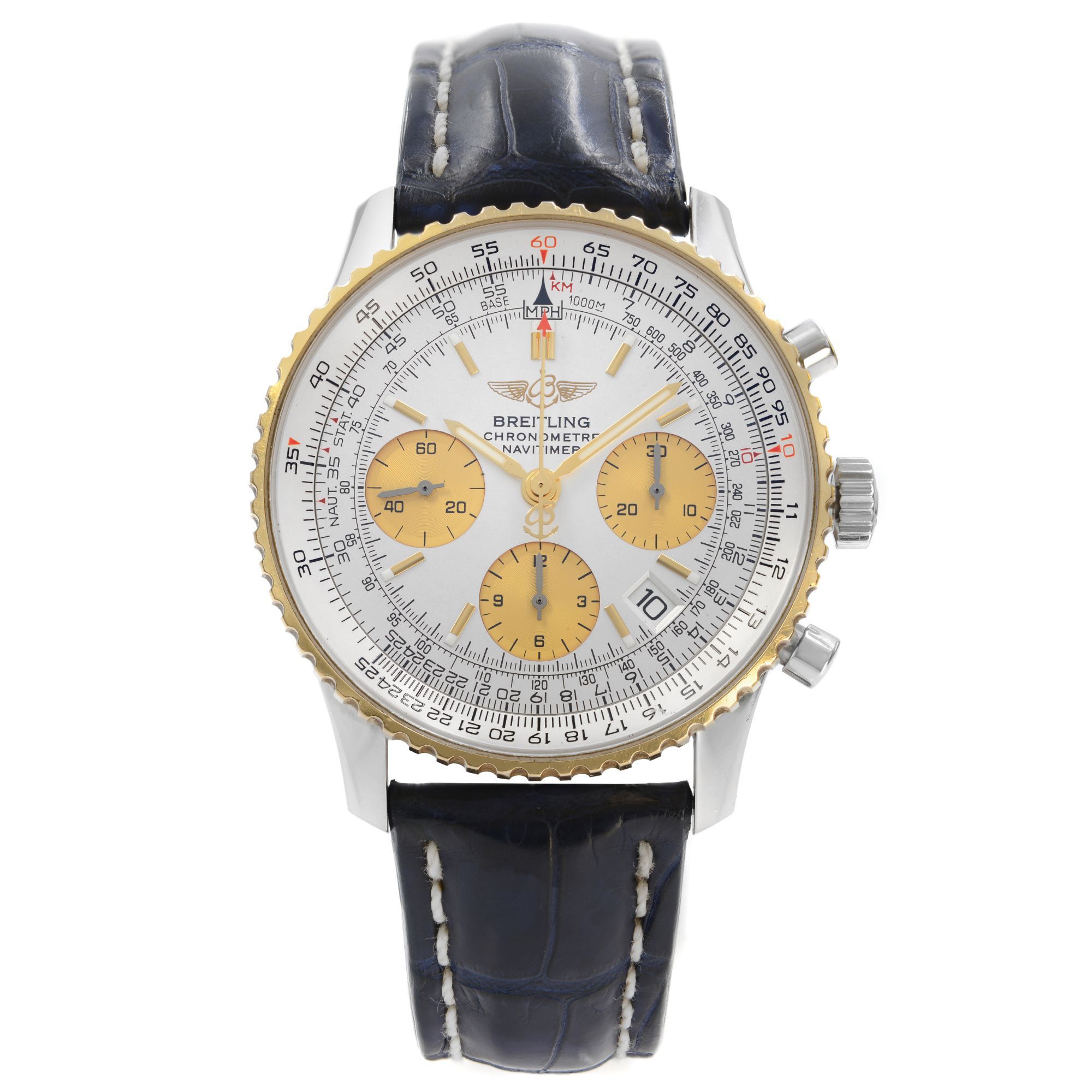 Front Full View Of Breitling D23322 Stainless Steel Watch 