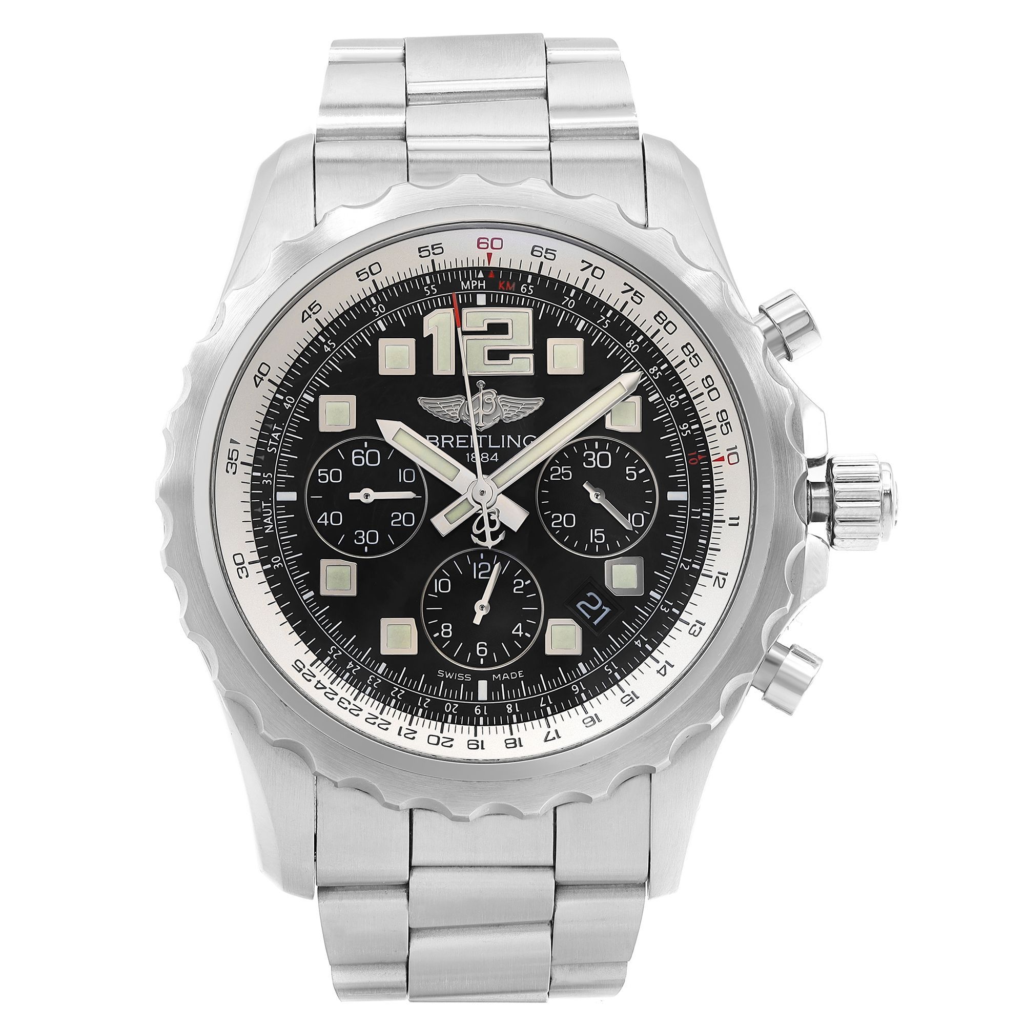 Front Full View Of Breitling A2336035/BA68-167A Stainless Steel Watch 