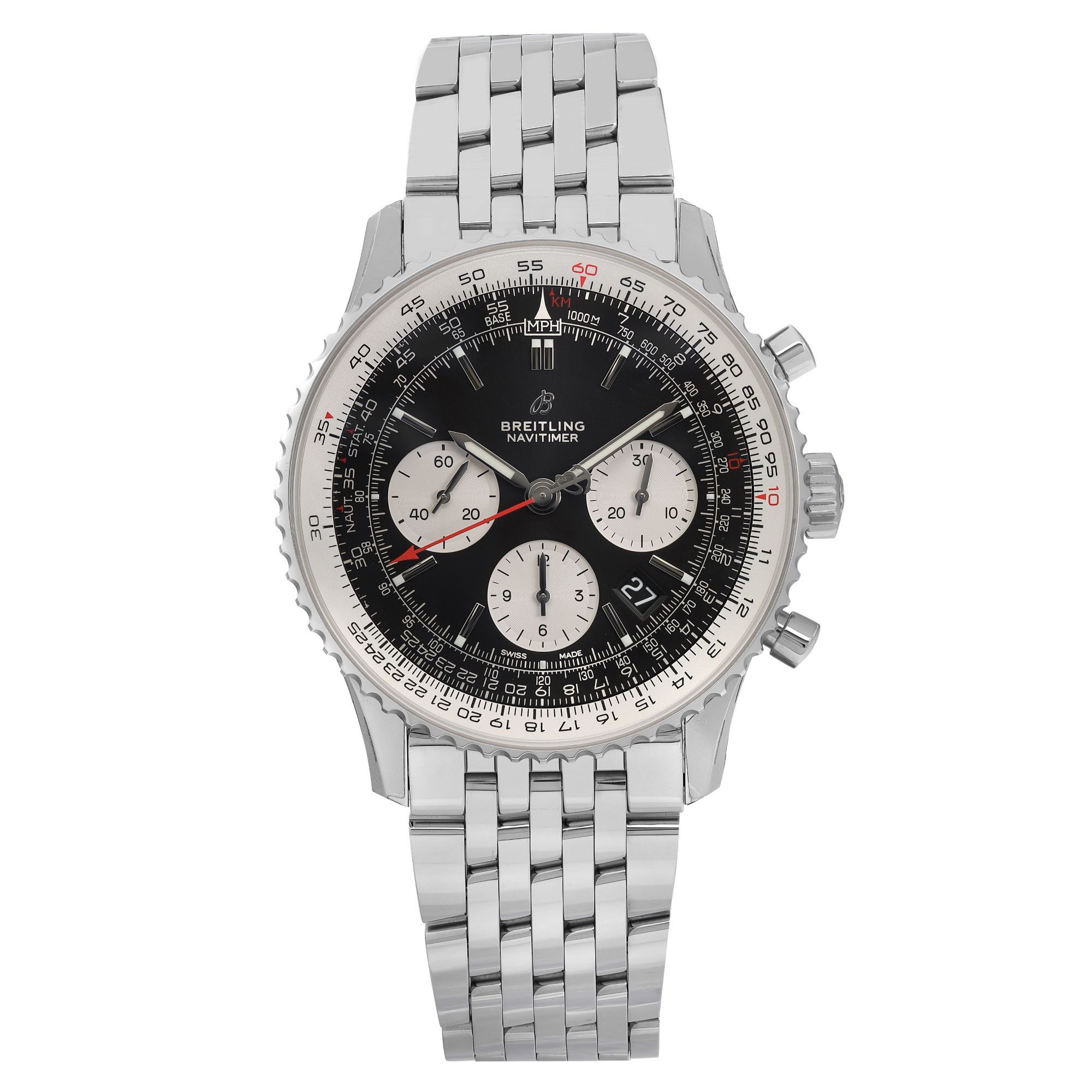 Front Full View Of Breitling AB0121211B1A1 Stainless Steel Watch 